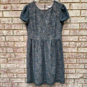 Loft Lace Floral Cap Sleeve Dress Size 8